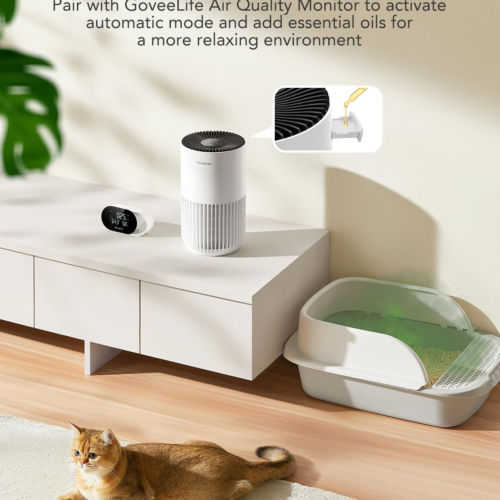 Mini Air Purifier for Bedroom, Smart Filter Air Purifier with App Alexa Control for Pet Hair, Odors, Pollen, HEPA Portable Air Cleaner with 3 Speeds, 2 Modes, Timer, Aroma for Home