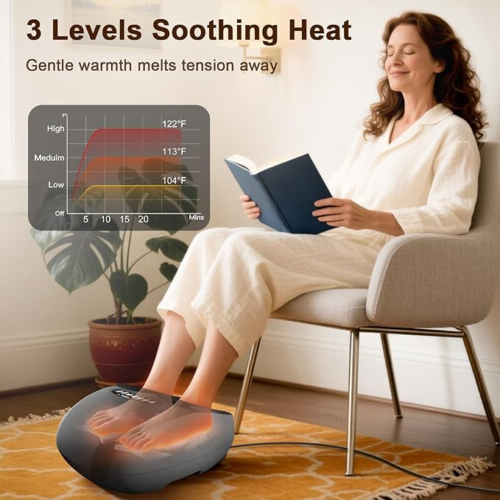 Shiatsu Foot Massager Machine with Heat : Deep Kneading Foot Massager with Vibration & Compression for Plantar Fasciitis & Neuropathy - Relax for Home Office Use